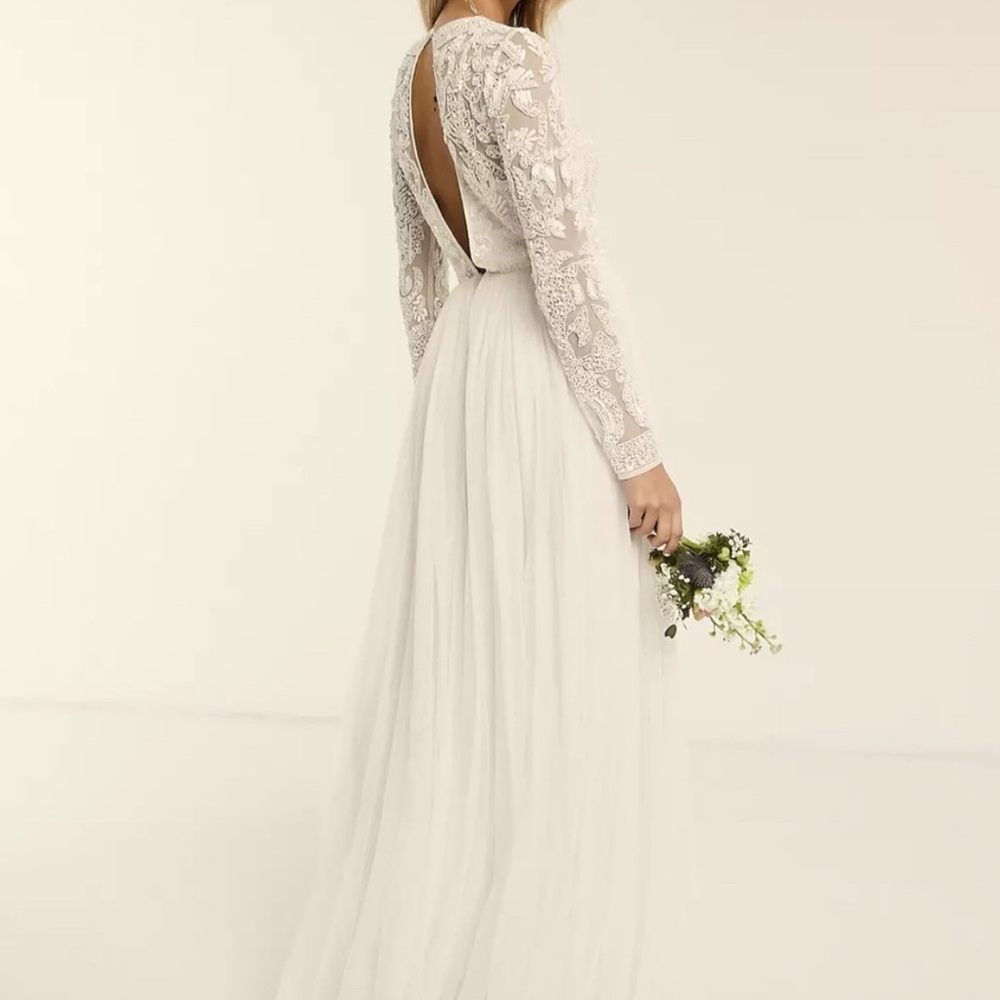 ASOS Ivory Lace Long-Sleeve Open-Back Wedding Dress